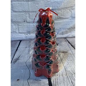 Vintage 80's‎ Jasco Christmas Tree Candle Hand-Carved-New & Sealed-RED-GREEN